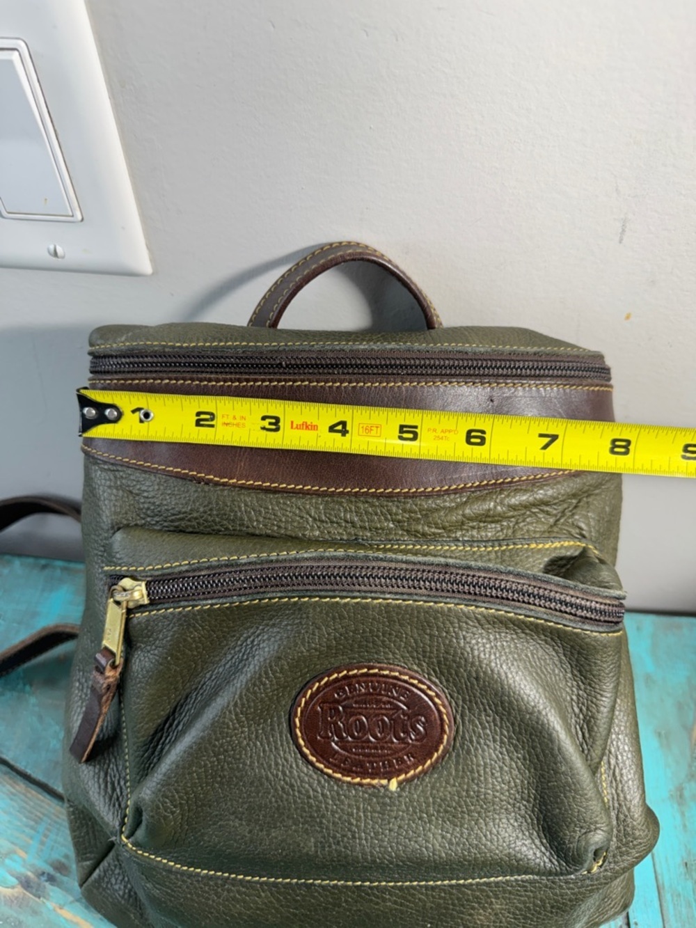 Vintage Roots Green & Brown Leather Backpack - Picture 4 of 10